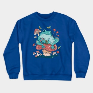 Cottagecore Aesthetic Mushrooms and Frog Crewneck Sweatshirt